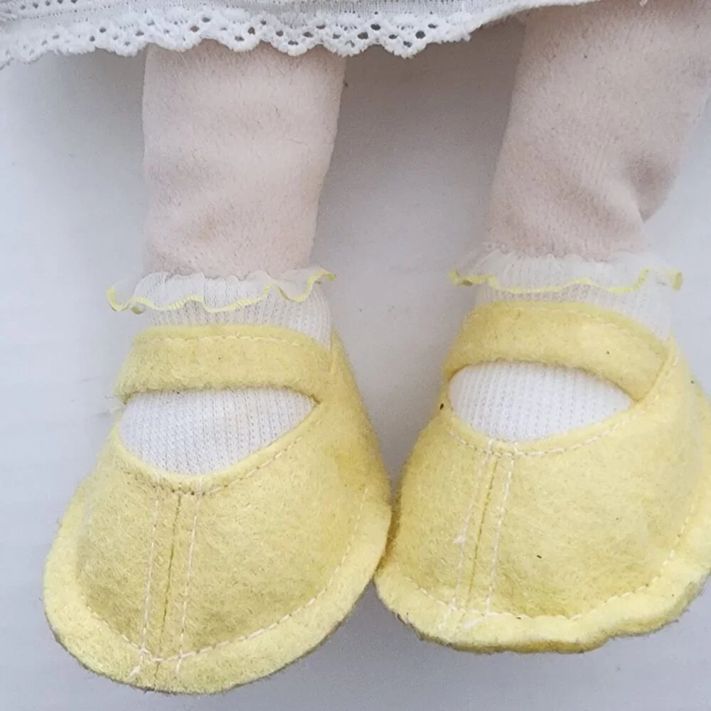 Carter's doll plush toy lovey  yellow dress shoes blonde braids blue eyes
